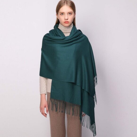 ⚡Women's Green Pashmina Shawls Evening Dress Bridesmaid Winter Warm Long Scarf - Picture 5 of 7